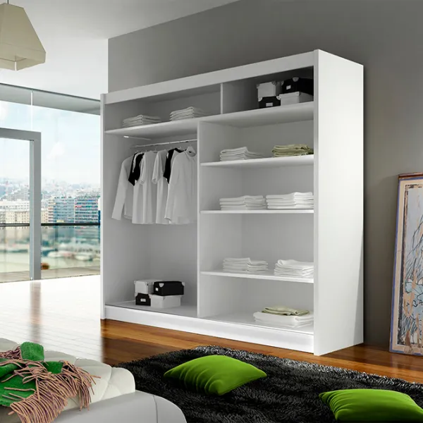 Dulap Mobildor-Lux Bega III 180 x 58 x 215 / PAL / White photo 3 Dulap Mobildor-Lux Bega III 180 x 58 x 215 / PAL / White photo 3