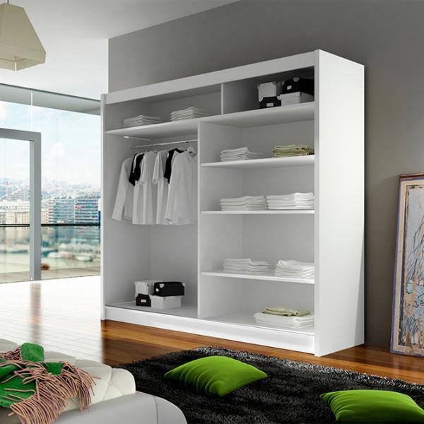 Dulap Mobildor-Lux Bega III 180 x 58 x 215 / PAL / White photo 3 Dulap Mobildor-Lux Bega III 180 x 58 x 215 / PAL / White photo 3