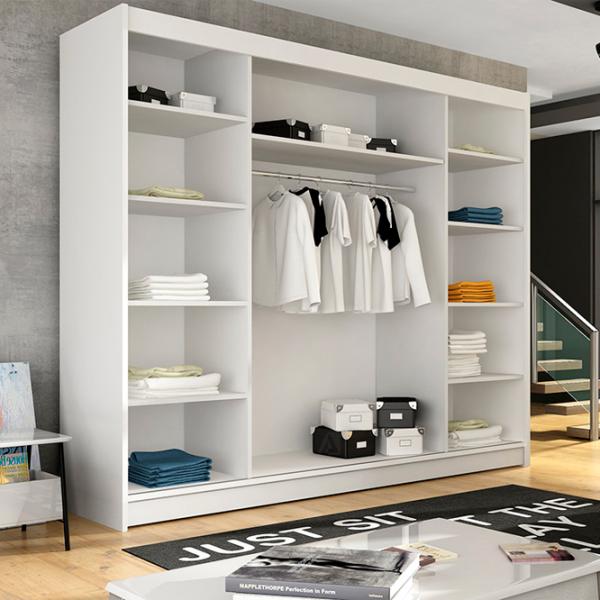 Dulap Space Meble Aston III 250 x 58 x 215 / PAL / White photo 2 Dulap Space Meble Aston III 250 x 58 x 215 / PAL / White photo 2