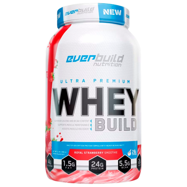 Протеин EverBuild Whey Build 908 г (852822007671) порошок/ Земляничное мороженое photo 1 Протеин EverBuild Whey Build 908 г (852822007671) порошок/ Земляничное мороженое photo 1