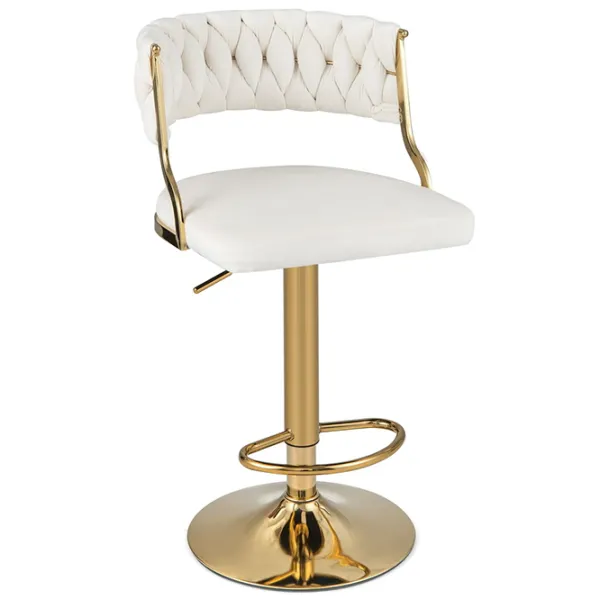 Scaun de bar Costway JV11199WH-2 Catifea/ Metal/ White photo 1