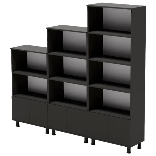 Шкаф с полками Smartex Set 187.3 x 210 x 35см/ ДСП/ Черный photo 1