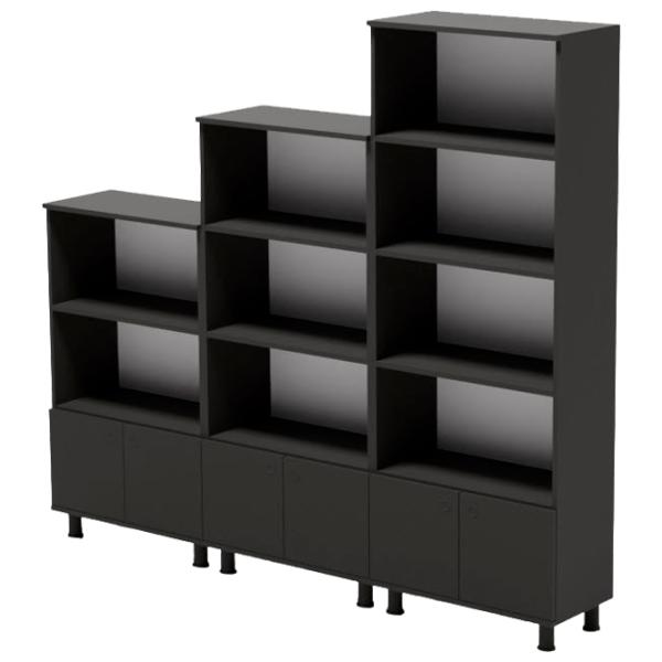 Шкаф с полками Smartex Set 187.3 x 210 x 35см/ ДСП/ Черный photo 1