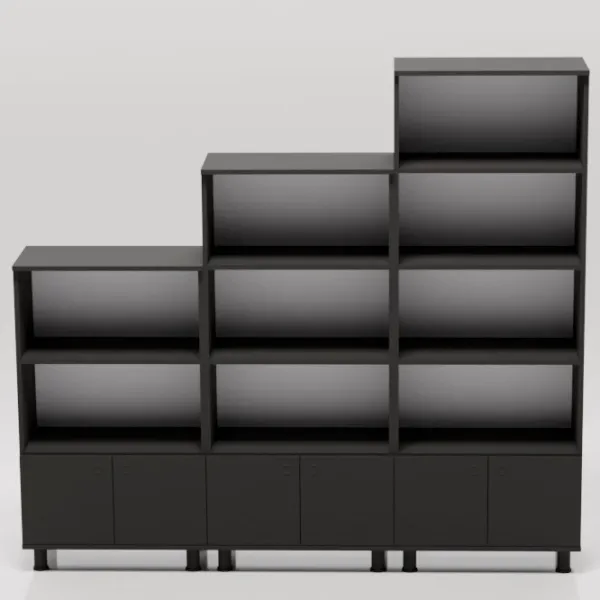 Шкаф с полками Smartex Set 187.3 x 210 x 35см/ ДСП/ Черный photo 2