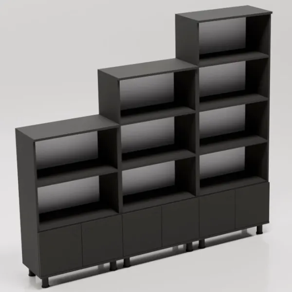 Шкаф с полками Smartex Set 187.3 x 210 x 35см/ ДСП/ Черный photo 3