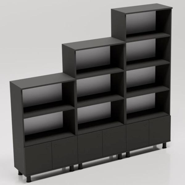 Шкаф с полками Smartex Set 187.3 x 210 x 35см/ ДСП/ Черный photo 3