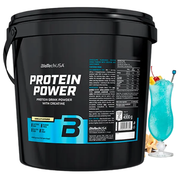 Proteină BioTechUSA Protein Power 4000 g (5999076223695) praf/ Vanilie photo 1