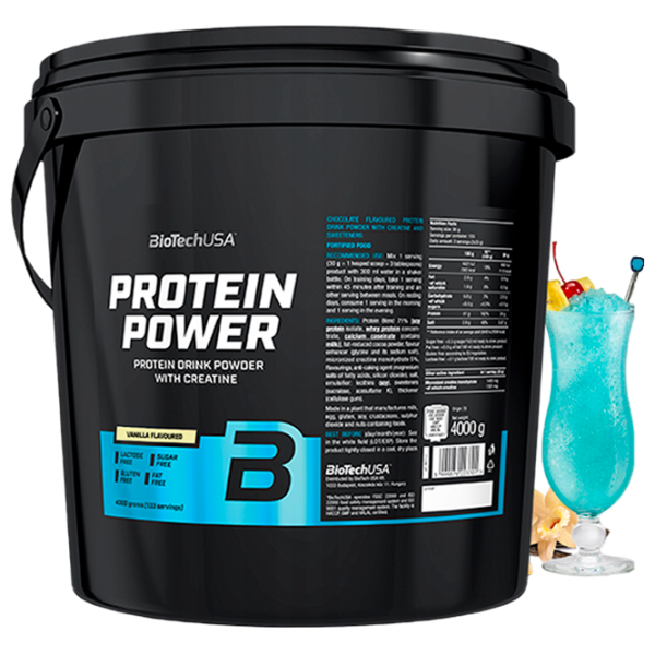 Proteină BioTechUSA Protein Power 4000 g (5999076223695) praf/ Vanilie photo 1
