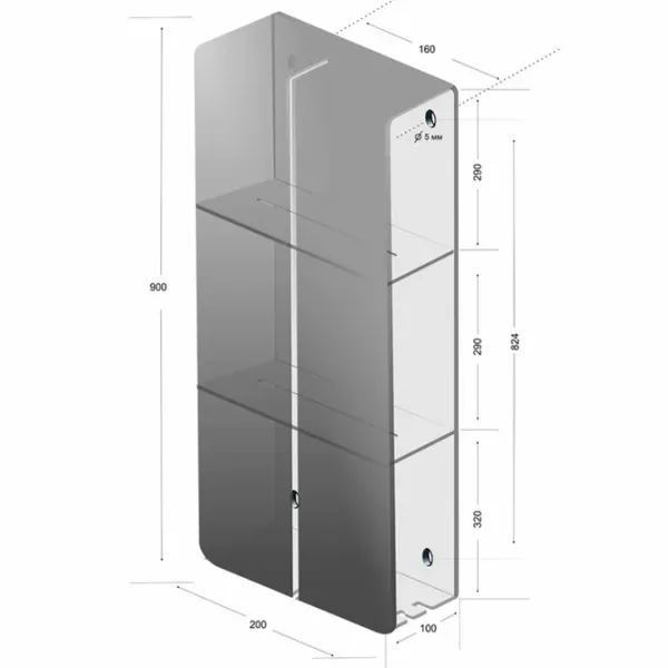 Полка для ванной Daske Shelf-Organizer Sensey Алюминий/ White Mono photo 6