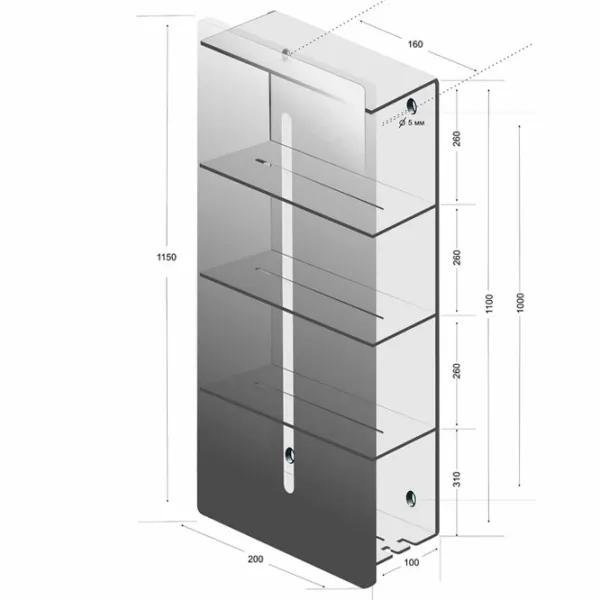 Полка для ванной Daske Shelf-Organizer Continental Max Алюминий/ Black Mono photo 9