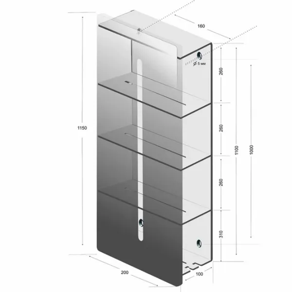 Полка для ванной Daske Shelf-Organizer Continental Max Алюминий/ White Mono photo 9