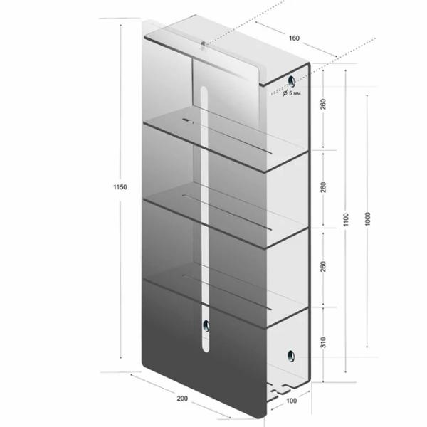 Полка для ванной Daske Shelf-Organizer Continental Max Алюминий/ White Mono photo 9