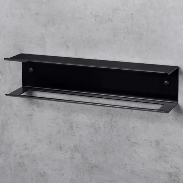Raft pentru baie Daske Towel Rack with Shelf Pody Adhesive Aluminiu/ Black Mono photo 5