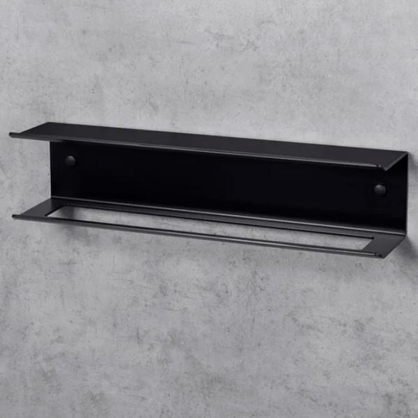 Raft pentru baie Daske Towel Rack with Shelf Pody Adhesive Aluminiu/ Black Mono photo 5