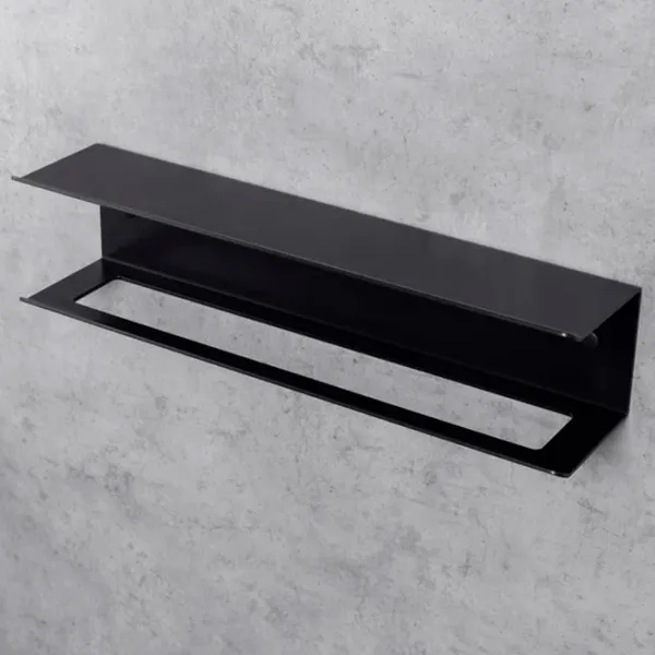 Raft pentru baie Daske Towel Rack with Shelf Pody Adhesive Aluminiu/ Black Mono photo 6
