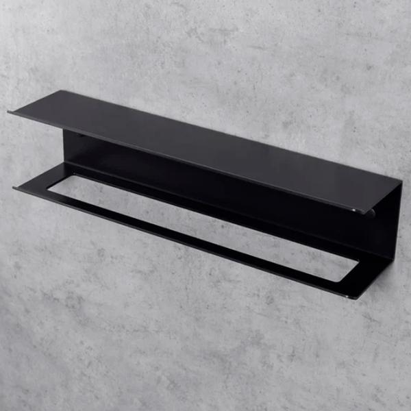 Raft pentru baie Daske Towel Rack with Shelf Pody Adhesive Aluminiu/ Black Mono photo 6
