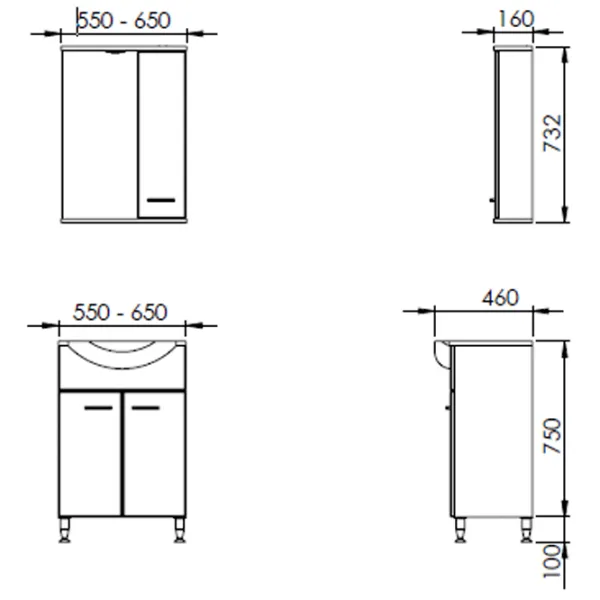 Seturi mobilă de baie Martat Olympia 65 MDF/ White photo 3