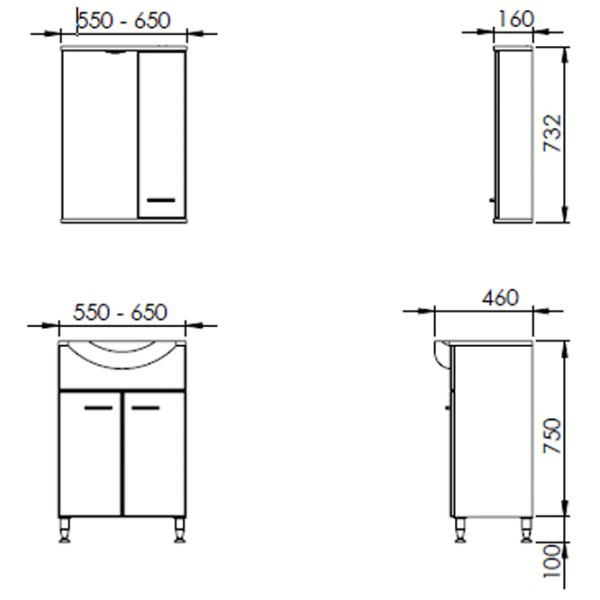 Seturi mobilă de baie Martat Olympia 65 MDF/ White photo 3