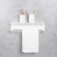 Raft pentru baie Daske Towel Rack with Shelf Pody Adhesive Aluminiu/ White Mono photo 2