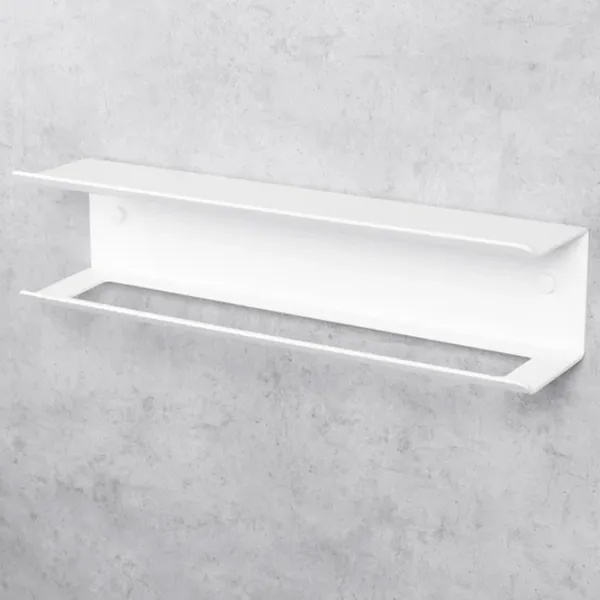 Raft pentru baie Daske Towel Rack with Shelf Pody Adhesive Aluminiu/ White Mono photo 4