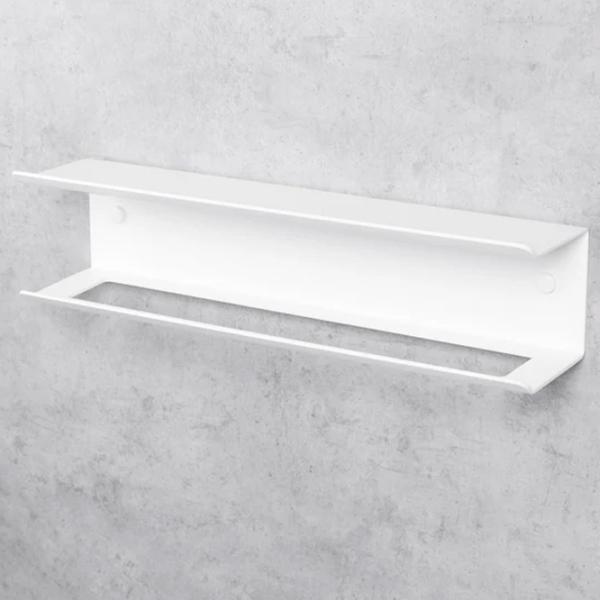 Raft pentru baie Daske Towel Rack with Shelf Pody Adhesive Aluminiu/ White Mono photo 4