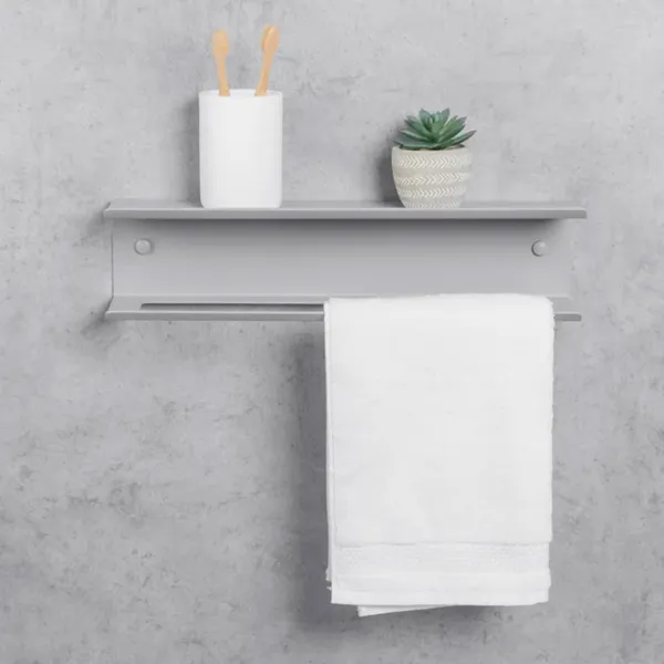 Полка для ванной Daske Towel Rack with Shelf Pody Adhesive Алюминий/ Grey Mono photo 2 Полка для ванной Daske Towel Rack with Shelf Pody Adhesive Алюминий/ Grey Mono photo 2