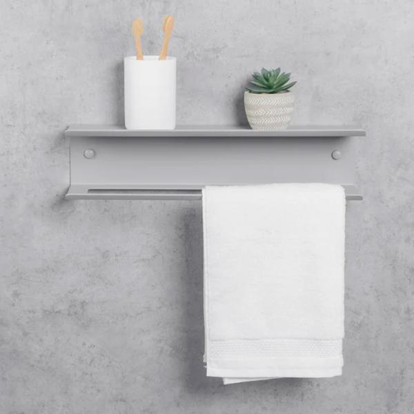 Полка для ванной Daske Towel Rack with Shelf Pody Adhesive Алюминий/ Grey Mono photo 2 Полка для ванной Daske Towel Rack with Shelf Pody Adhesive Алюминий/ Grey Mono photo 2