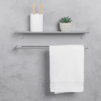 Raft pentru baie Daske Towel Rack with Shelf Pody Adhesive Aluminiu/ Grey Mono photo 2