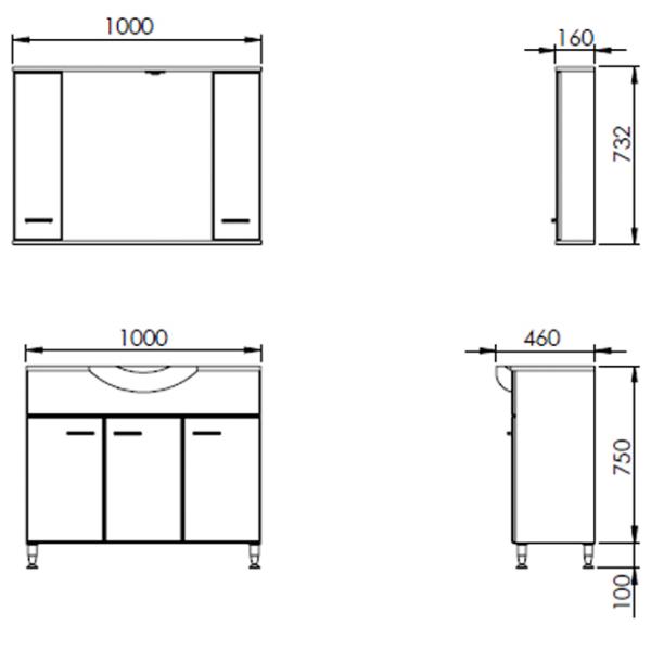 Seturi mobilă de baie Martat Olympia 100 MDF/ White photo 3
