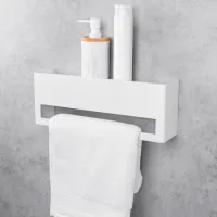 Raft pentru baie Daske Towel Rack with Shelf Keyka Adhesive Aluminiu/ White Mono photo 2
