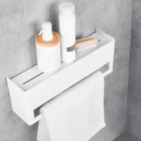 Raft pentru baie Daske Towel Rack with Shelf Keyka Adhesive Aluminiu/ White Mono photo 3