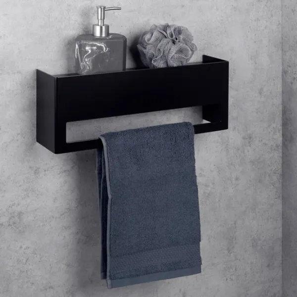 Полка для ванной Daske Towel Rack with Shelf Keyka Adhesive Алюминий/ Black Mono photo 2 Полка для ванной Daske Towel Rack with Shelf Keyka Adhesive Алюминий/ Black Mono photo 2