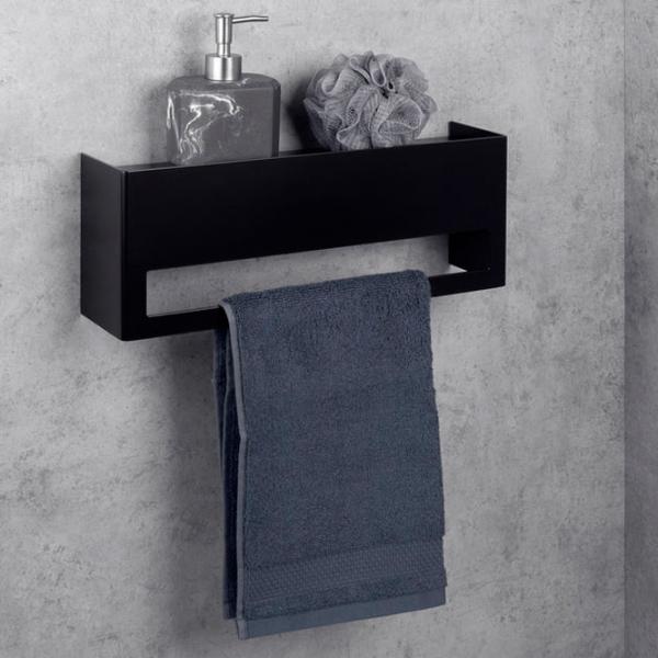 Полка для ванной Daske Towel Rack with Shelf Keyka Adhesive Алюминий/ Black Mono photo 2 Полка для ванной Daske Towel Rack with Shelf Keyka Adhesive Алюминий/ Black Mono photo 2