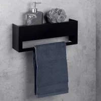 Raft pentru baie Daske Towel Rack with Shelf Keyka Adhesive Aluminiu/ Black Mono photo 2