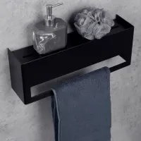 Raft pentru baie Daske Towel Rack with Shelf Keyka Adhesive Aluminiu/ Black Mono photo 3