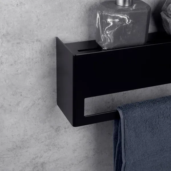 Полка для ванной Daske Towel Rack with Shelf Keyka Adhesive Алюминий/ Black Mono photo 4 Полка для ванной Daske Towel Rack with Shelf Keyka Adhesive Алюминий/ Black Mono photo 4