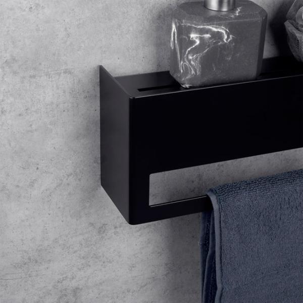 Полка для ванной Daske Towel Rack with Shelf Keyka Adhesive Алюминий/ Black Mono photo 4 Полка для ванной Daske Towel Rack with Shelf Keyka Adhesive Алюминий/ Black Mono photo 4