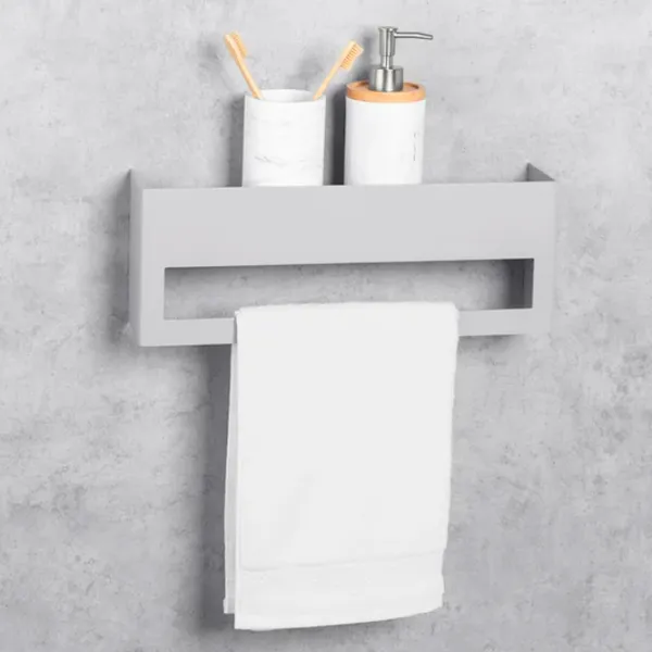 Raft pentru baie Daske Towel Rack with Shelf Keyka Adhesive Aluminiu/ Grey Mono photo 3