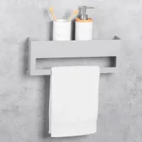 Raft pentru baie Daske Towel Rack with Shelf Keyka Adhesive Aluminiu/ Grey Mono photo 3