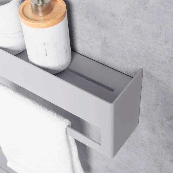 Raft pentru baie Daske Towel Rack with Shelf Keyka Adhesive Aluminiu/ Grey Mono photo 4
