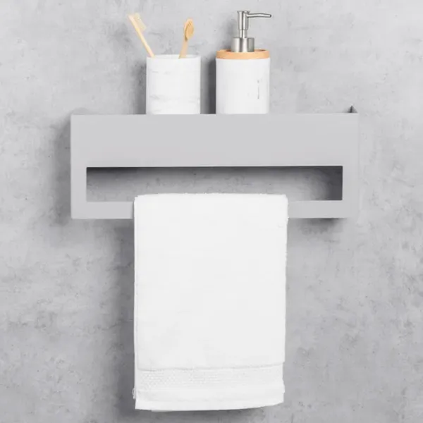 Raft pentru baie Daske Towel Rack with Shelf Keyka Adhesive Aluminiu/ Grey Mono photo 5