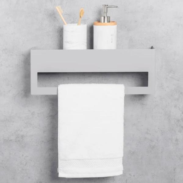 Raft pentru baie Daske Towel Rack with Shelf Keyka Adhesive Aluminiu/ Grey Mono photo 5