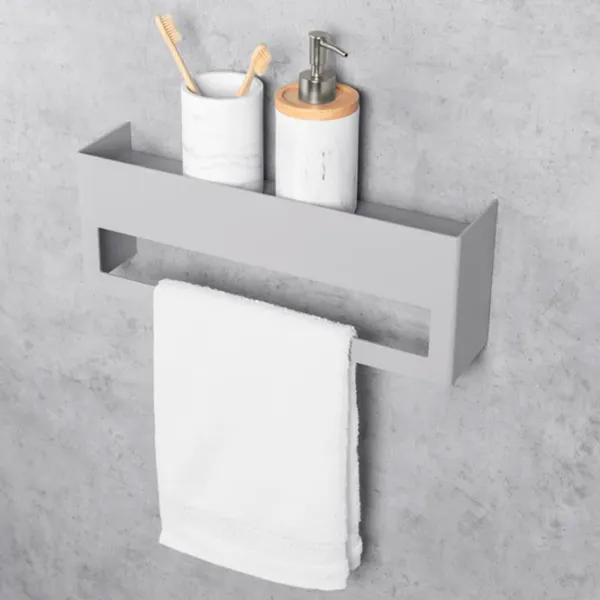 Raft pentru baie Daske Towel Rack with Shelf Keyka Adhesive Aluminiu/ Grey Mono photo 8