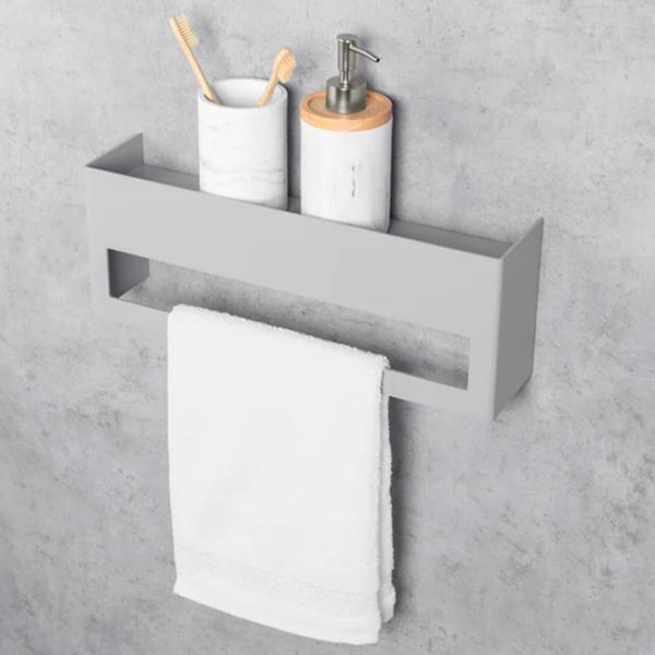 Raft pentru baie Daske Towel Rack with Shelf Keyka Adhesive Aluminiu/ Grey Mono photo 8