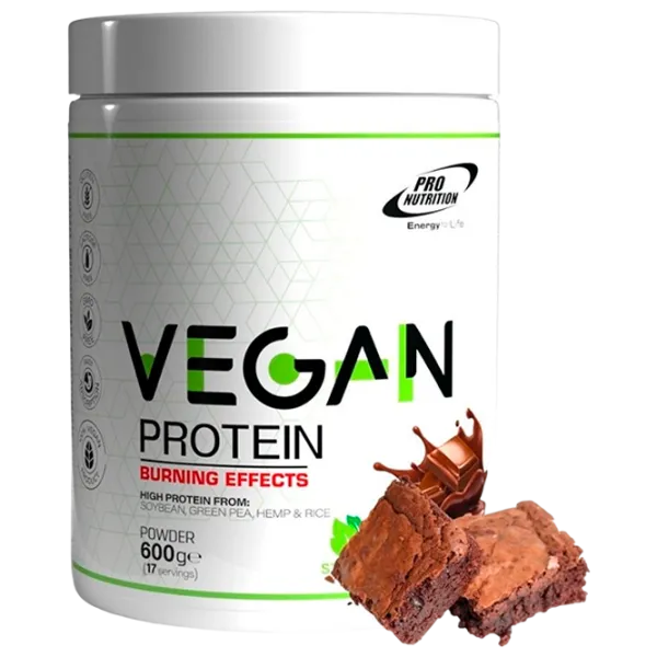 Протеин Pro Nutrition Protein Powder Vegan Protein Burning Effects 600 г (pn0177) порошок/ Брауни с шоколадом photo 1 Протеин Pro Nutrition Protein Powder Vegan Protein Burning Effects 600 г (pn0177) порошок/ Брауни с шоколадом photo 1