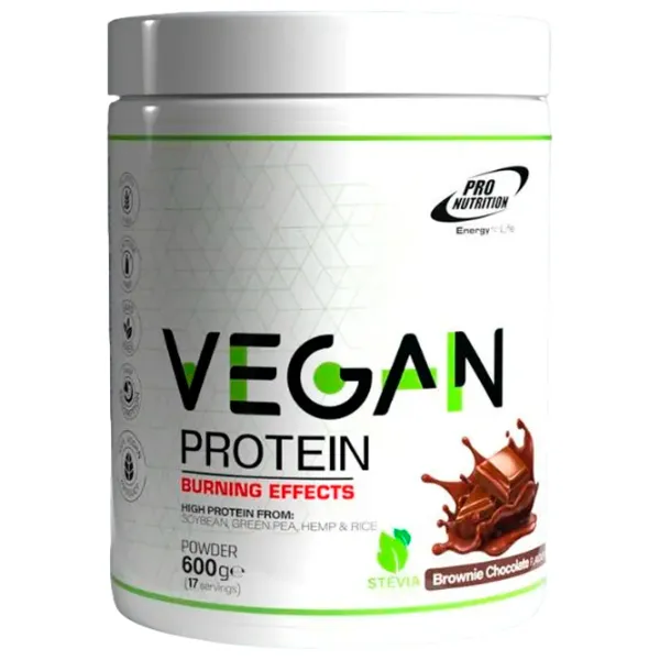 Протеин Pro Nutrition Protein Powder Vegan Protein Burning Effects 600 г (pn0177) порошок/ Брауни с шоколадом photo 2 Протеин Pro Nutrition Protein Powder Vegan Protein Burning Effects 600 г (pn0177) порошок/ Брауни с шоколадом photo 2
