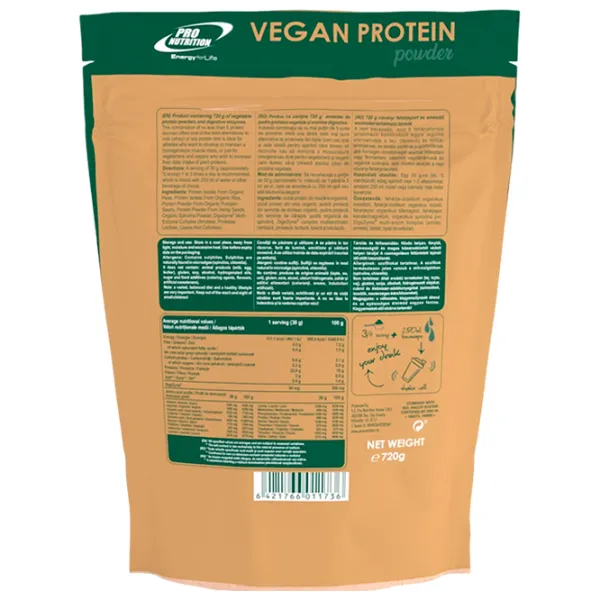 Proteină Pro Nutrition Vegan Protein Powder 720 g (pn0178) praf/ Natural photo 2 Proteină Pro Nutrition Vegan Protein Powder 720 g (pn0178) praf/ Natural photo 2