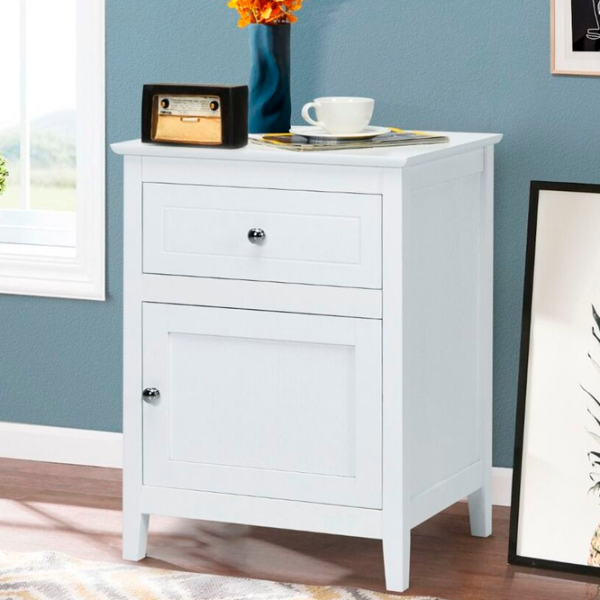 Noptiere Costway HW66943WH-2 63.5 x 48 x 38/ MDF/ White photo 3