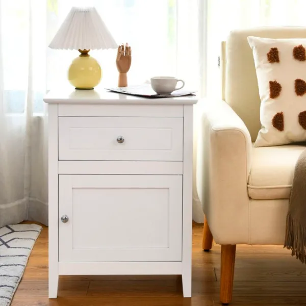 Noptiere Costway HW66943WH-2 63.5 x 48 x 38/ MDF/ White photo 4