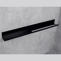 Raft pentru baie Daske Towel Rack with Shelf Mirage Adhesive Right Aluminiu/ Black photo 2
